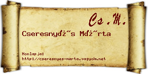 Cseresnyés Márta névjegykártya